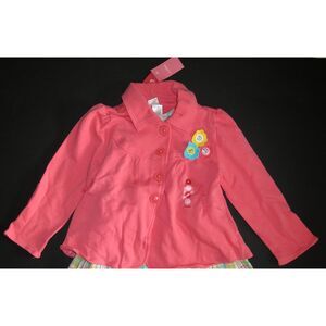 Gymboree coral pink flower corsage knit blazer jacket cardigan top shirt S 5 6